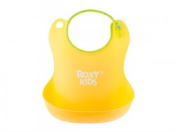 Нагрудник ROXY-KIDS мягкий с кармашком и застежкой, желтый - фото 21222