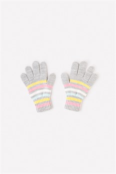 КВ 10000/ш/св.серый меланж,светлая бирюза перчатки дет  - фото 23696