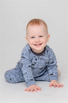 К 4718/быстрые машинки на серо-голубом брюки для мальчика ясельного возраста - фото 29047