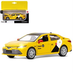 Яндекс Go машинка металлическая, 1:34 Toyota Camry, цвет желтый, инерция, свет, откр. двери, в/к 17, - фото 31086