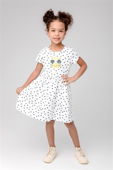 КР 5754/белый,горошки к397 платье для девочки - фото 40899