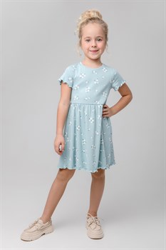 КР 5793/голубой,ромашковое поле к367 платье для девочки  - фото 41258