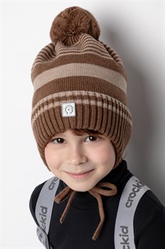 КВ 20307/ш/темно-бежевый шапка для мальчика  - фото 53351