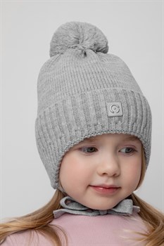 КВ 20218/ш/св.серый меланж шапка для девочки  - фото 53535