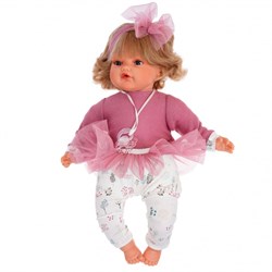 1672 Кукла озвученная Лорена в розовом, 42 см, плачет, мягконабивная - фото 55562