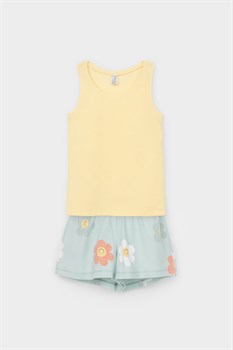 К 1631/желтое печенье,цветы пижама детская (майка, шорты)  - фото 58900