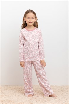 К 1622/бледно-лиловый,цветочки пижама детская (фуфайка дл.рукав, брюки)   - фото 58929