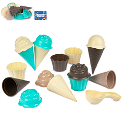 ТМ "Компания Друзей" Набор мороженое бежево-коричнево-бирюзовый 17 предметов в сетке 15х15х16 см - фото 64682