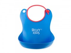 Нагрудник ROXY-KIDS мягкий с кармашком и застежкой, синий