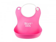 Нагрудник ROXY-KIDS мягкий с кармашком и застежкой, розовый