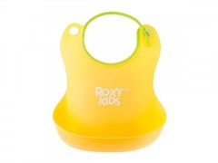 Нагрудник ROXY-KIDS мягкий с кармашком и застежкой, желтый