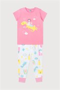 К 1526/розовая орхидея+замок принцессы пижама детская (фуфайка+брюки)