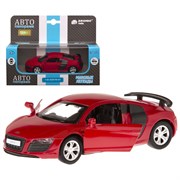 ТМ "Автопанорама" Машинка металлическая 1:43 Audi R8 GT, красный, откр. двери, инерция, в/к 17,5*12,