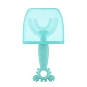 Зубная щетка-массажер для детей "Крабик" с футляром, цвет голубой