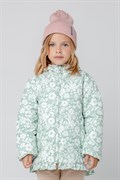 ВК 32139/н/4 ГР куртка для девочки  морозный зеленый, белые цветы