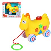 ТМ "Smart Baby" Каталка-игрушка музыкальная "Лошадка", на веревочке, желтая в/к 16,5*20,5*9 см