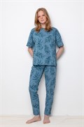 Е 20103/голубой мираж,оливковая ветвь пижама женская