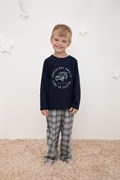 К 1600/индиго,текстильная клетка пижама детская (фуфайка дл.рукав, брюки)  