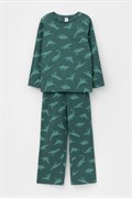 К 1635/зеленый,динозавры пижама детская (фуфайка дл.рукав, брюки)  