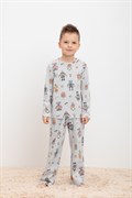 К 1635/светло-серый,роботы пижама детская (фуфайка дл.рукав, брюки)  