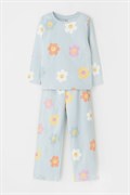 К 1622-1/голубой опал,цветы пижама детская (фуфайка дл.рукав, брюки)  