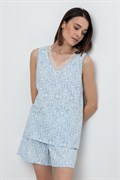 Е 20054/голубой,кружевной узор пижама женская (майка, шорты)  