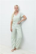 Е 20090/зеленая лилия,белые лепестки пижама женская (фуфайка, брюки)  