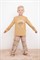 К 1600/темно-бежевый,текстильная клетка пижама детская (фуфайка дл.рукав, брюки)  - фото 53316