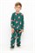 К 1552/дед морозы с подарками на тем.зеленом пижама детская (фуфайка дл.рукав, брюки)  - фото 53740