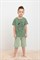 К 1634-1/зеленый камень,маленькая клетка пижама детская (фуфайка, шорты)  - фото 58914